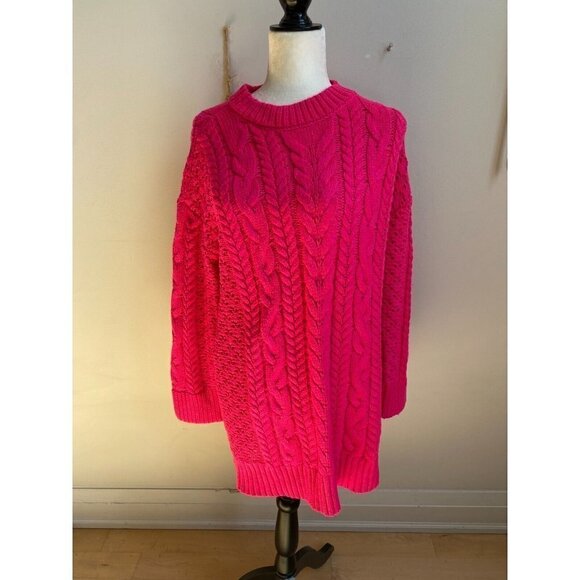 ALICE + Olivia BNWOT Womens "Lennie" Cable Sweater Mini Dress Small Bright Pink - Picture 3 of 8